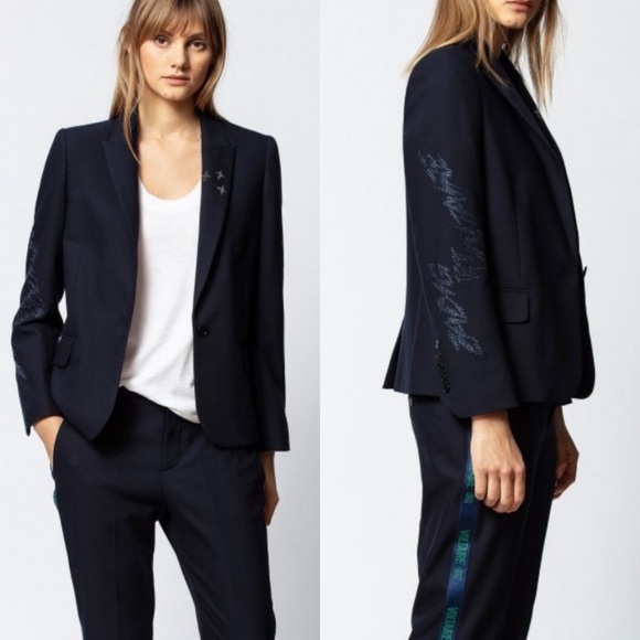 Zadig & Voltaire Jackets & Blazers - Zadig & Voltaire Victor Multistrass Star & Moon Embellished Blazer Jacket